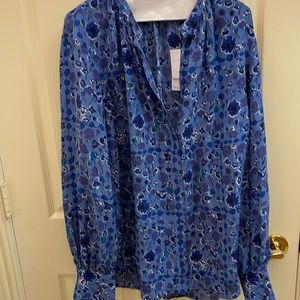 Equipment new blue silk blouse